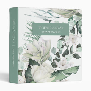 Classeur Emerald Greenery Fleurs blanches