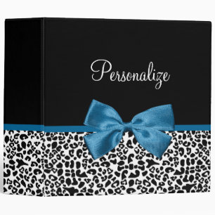 Classeur Empreinte de léopard animal Motif jolie Bleu Bow