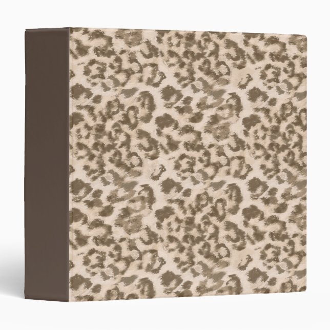 Classeur Empreinte de léopard beige. (Devant/Côté)