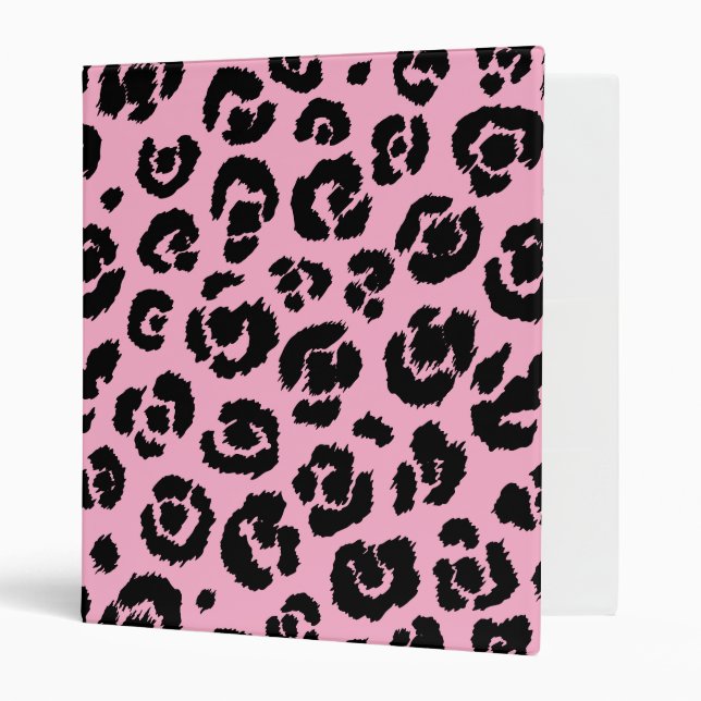 Classeur Empreinte de léopard noir rose (Devant/intérieur)