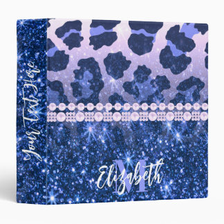 Classeur Empreinte de léopard Parties scintillant bleue
