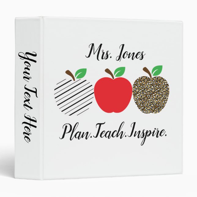 Classeur Empreinte de léopard Red Apple - Plan de leçons po (Devant/Côté)