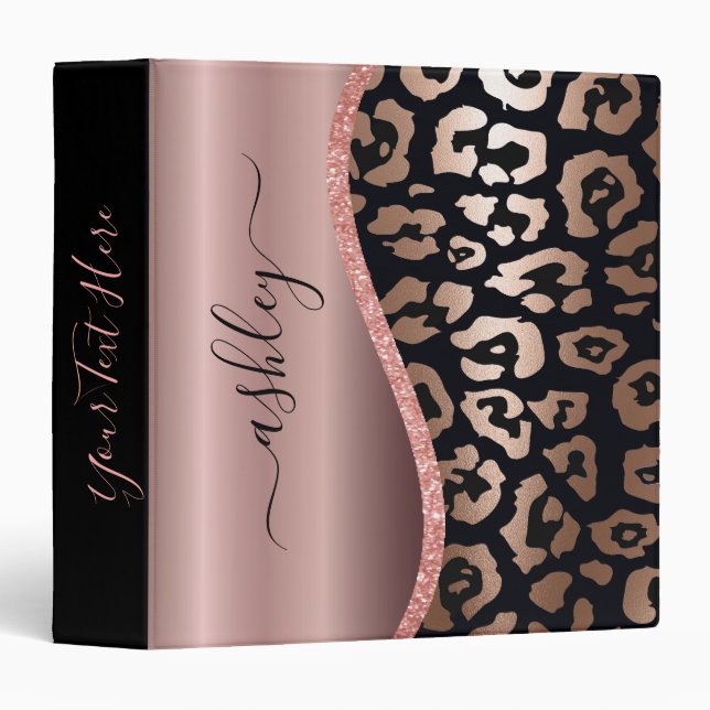 Classeur Empreinte de léopard rose Gold Foil (Devant/Côté)