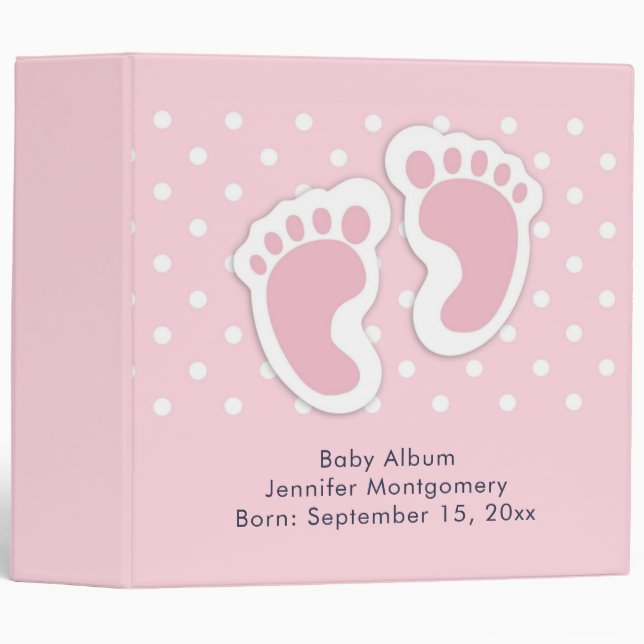 Classeur Empreintes Bébé Rose Cute (Devant/Côté)