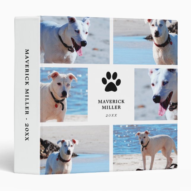 Classeur Empreintes de pattes - collage de photo de chien (Devant/Côté)