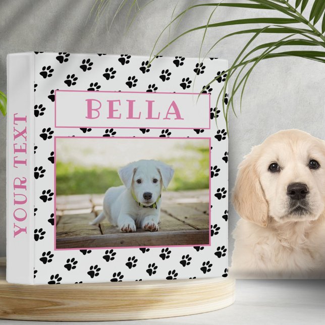 Classeur Empreintes de pattes mignons Keepsaké rose chien a (Créateur téléchargé)