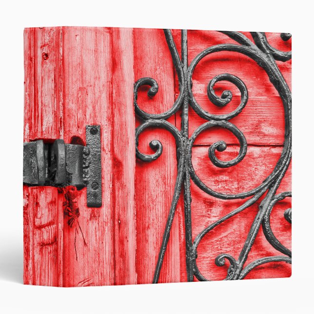 Classeur En Fer Rouge Et Forgé (Devant/Côté)