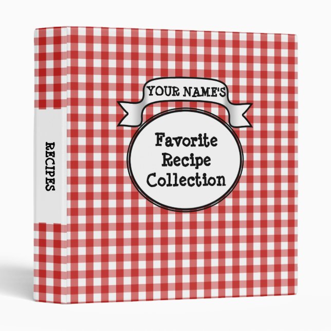 Classeur En vichy Cocher le livre de recettes personnalisé  (Devant/Côté)