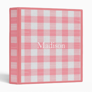 Classeur en vichy Pink Plaid Girly Jolie Bébé Fille Douche