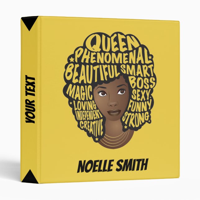 Classeur Encourager les femmes noires, cheveux naturels, ja (Devant/Côté)