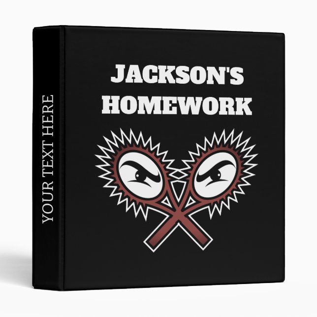 Classeur enfant personnalisé avec logo de raquette (Devant/Côté)