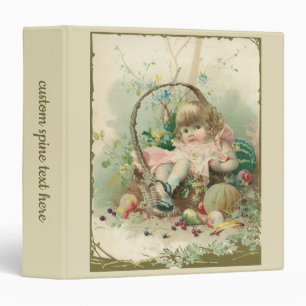Classeur Enfant victorienne vintage, fille panier de fruits