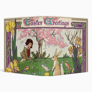 Classeur Enfant Vintage à la chasse aux œufs de Pâques avec