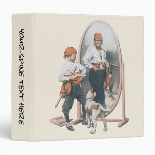 Classeur Enfant Vintage, Garçon Pirate, Chien, Miroir, Bouc