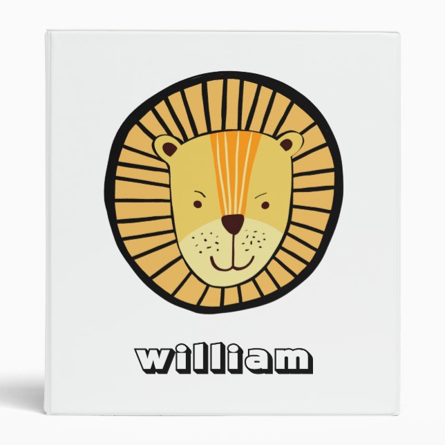 Classeur Enfants Personnalisés Lion Jungle Nom animal (Devant)