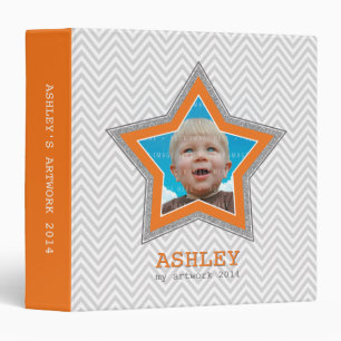 Classeur ENFANTS PHOTO chevron gris motif cadre étoile oran