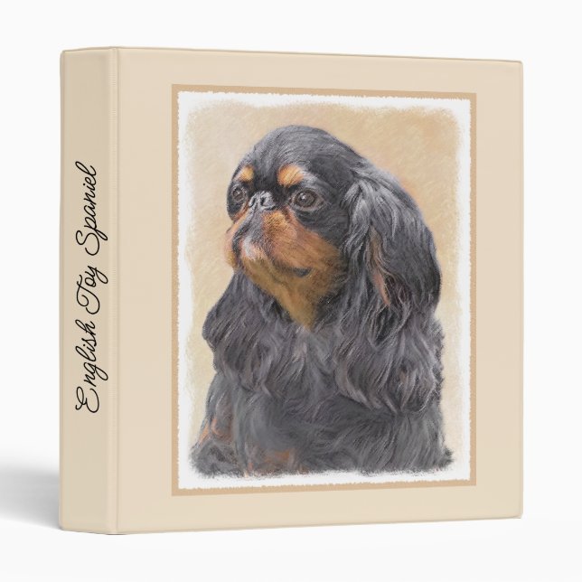 Classeur English Toy Spaniel Peinture Animal Art original (Devant/Côté)