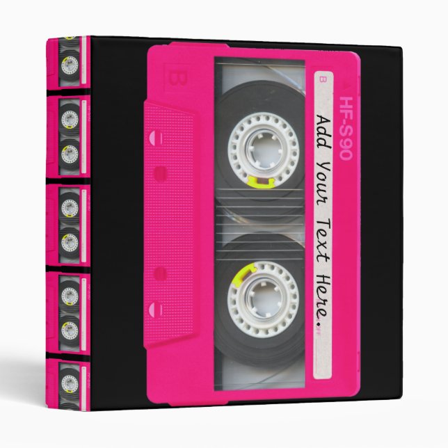 Classeur Enregistreur à cassettes rose Girly (Devant/Côté)