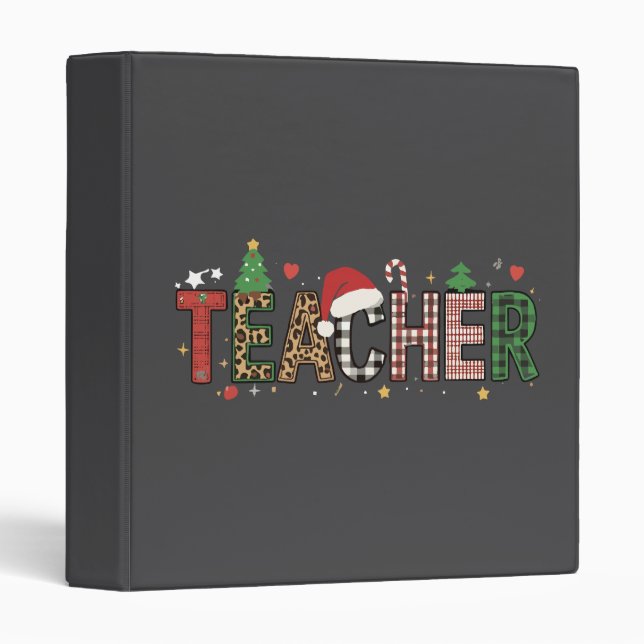 Classeur Enseignant Alphabet de Noël Enseignants Cadeau Étu (Devant/Côté)