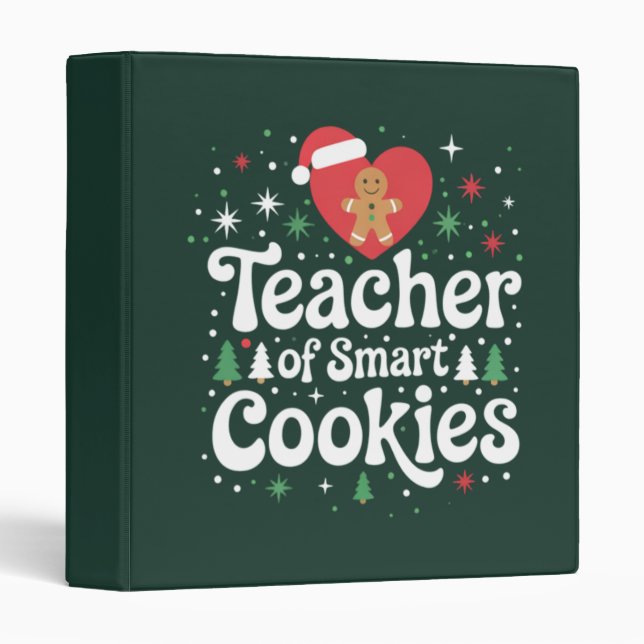 Classeur Enseignant De Noël Des Cookies Intelligents (Devant/Côté)