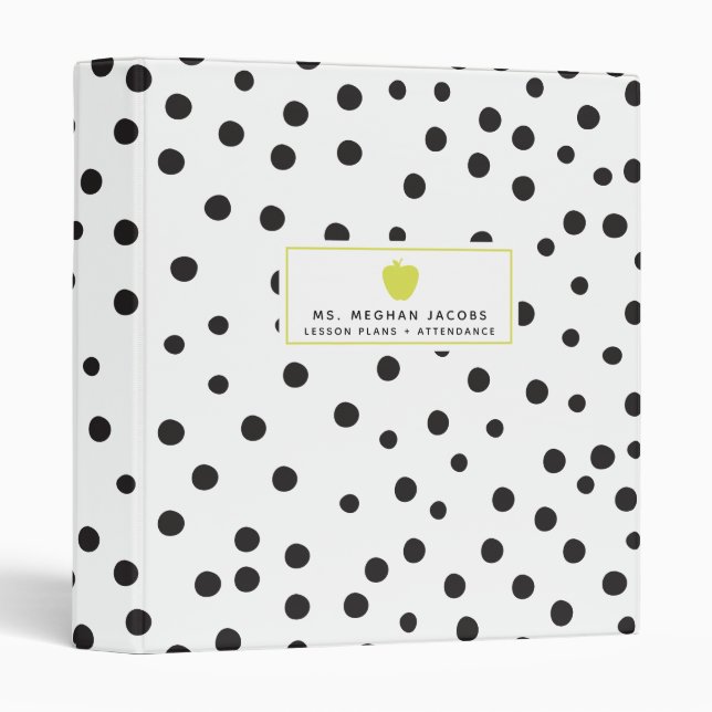 Classeur enseignant Polka Dot Neon Apple (Devant/Côté)