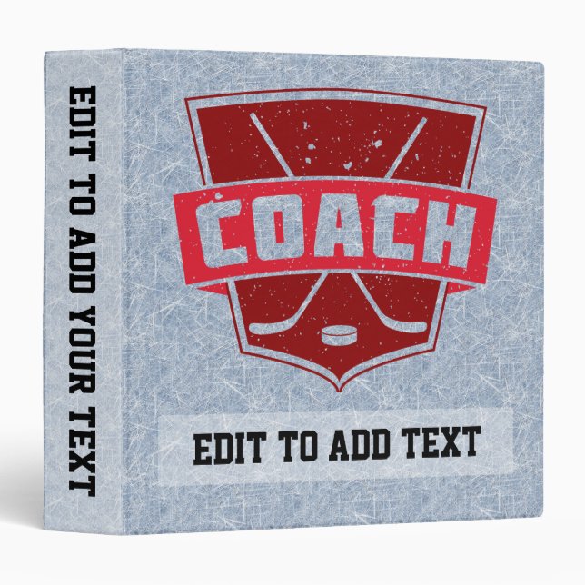 Classeur Entraîneur de hockey personnalisable Vinyl 3 Class (Devant/Côté)