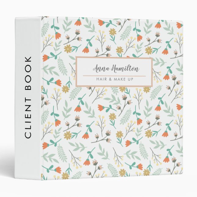 Classeur Entreprise de calligraphie florale délicate modern (Devant/Côté)