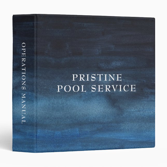 Classeur Entreprise moderne d'aquarelle simple bleu marine (Devant/Côté)