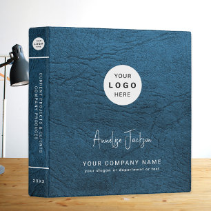 Classeur Entreprise moderne de logo personnalisé en cuir bl