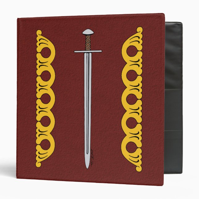 Classeur Épée normande médiévale et bandes décoratives (Devant/Intérieur)