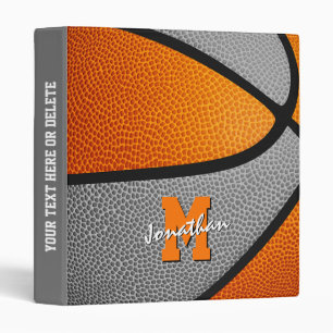 Classeur équipe de basket-ball gris orange couleurs monogra