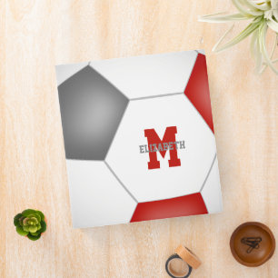 Classeur équipe de football gris rouge couleurs monogrammed