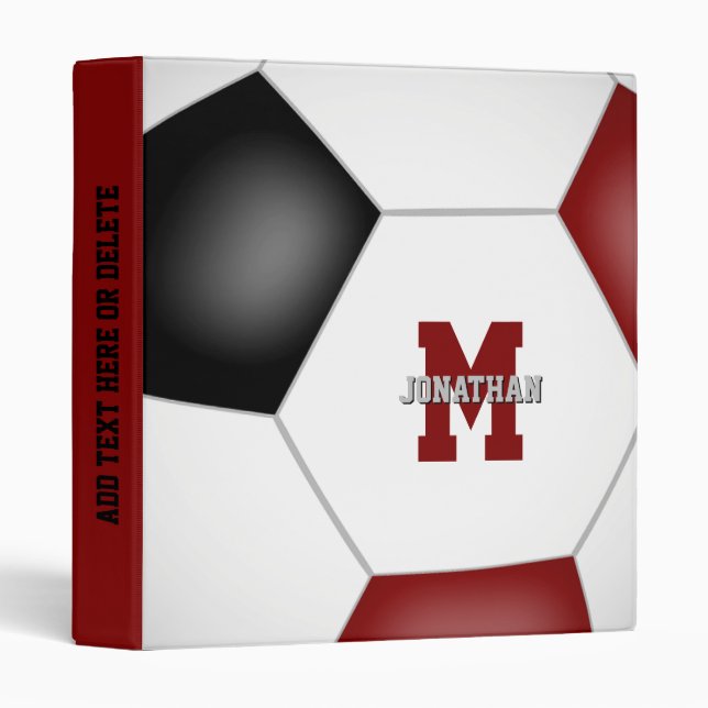 Classeur équipe de football noir maroon couleurs cadeaux sp (Devant/Côté)