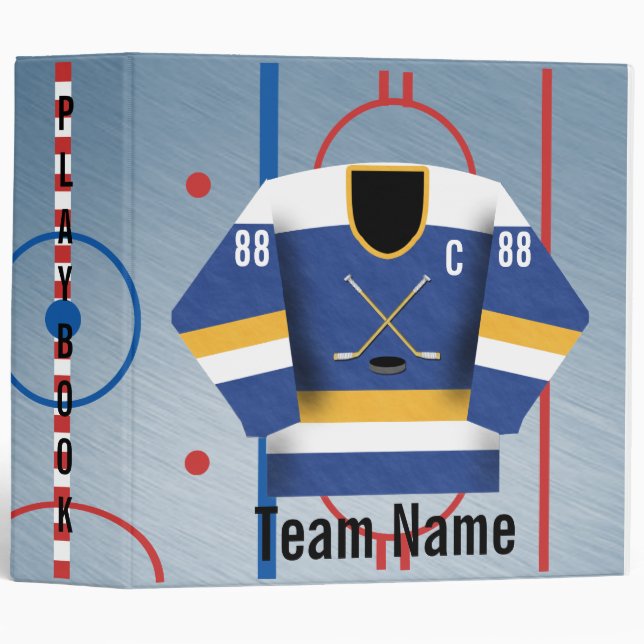 Classeur Équipe de hockey sur glace Jersey Playbook Classeu (Devant/Côté)