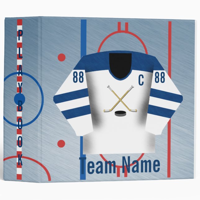 Classeur Équipe de hockey sur glace Jersey Playbook Classeu (Devant/Côté)