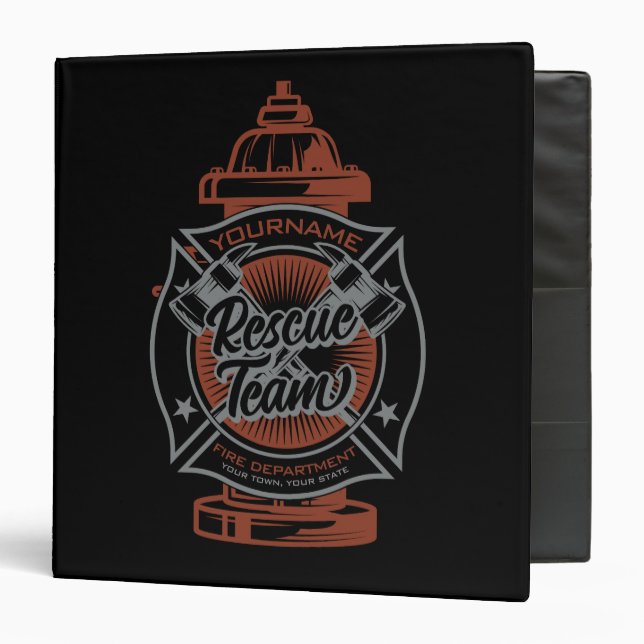 Classeur Equipe de Secourt de pompier AJOUTER UN NOM À L'Hy (Devant/Intérieur)