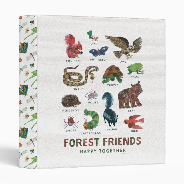 Classeur Eric Carle | Les amis de la forêt heureux ensemble (Devant/Côté)