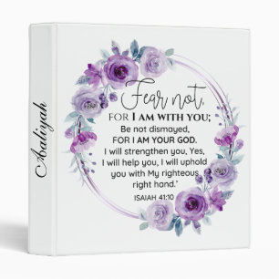 Classeur Esaïe 41:10 Crainte non violet Écriture florale