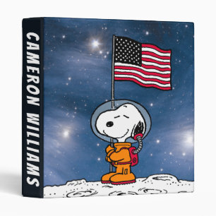 Classeur ESPACE Snoopy avec astronaute du drapeau