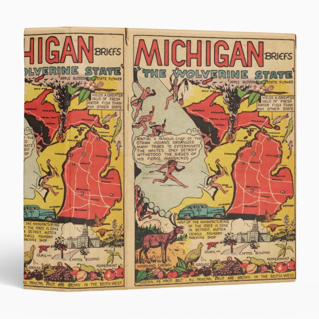 Classeur État du Michigan et de Wolverine (Devant/Côté)