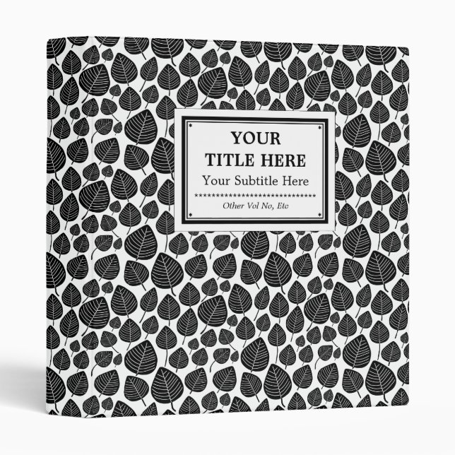Classeur Étiqueté (1 po) - Feuille - noir sur blanc (Devant/Côté)