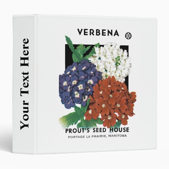 Classeur Étiquette de paquets de semences Verbena (Devant/Côté)