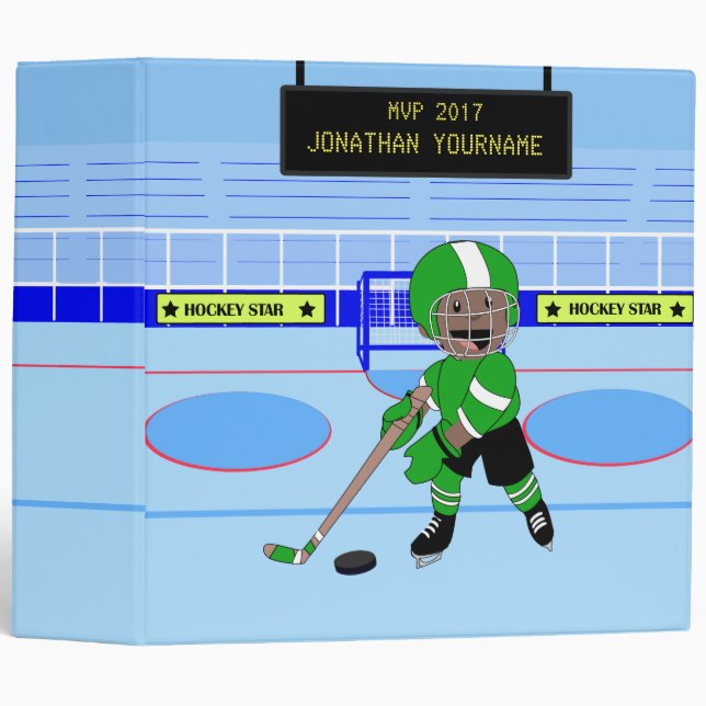Classeur Étoile personnalisée de hockey sur glace (Devant/Côté)