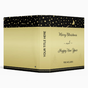Classeur Etoiles de Noël brillantes or, pattes sur or et no