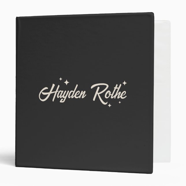 Classeur Étoiles de typographie noir rétro (Devant/Intérieur)