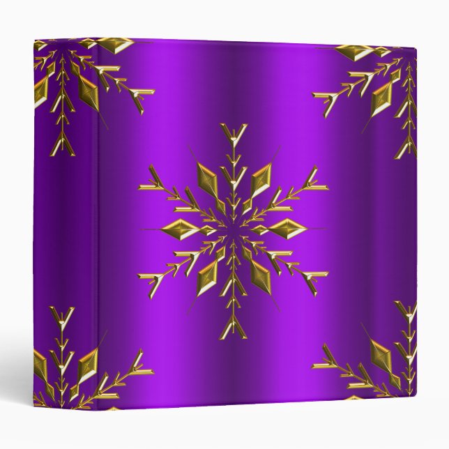 Classeur Étoiles d'or à Noël violet (Devant/Côté)