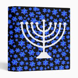 Classeur Étoiles Hanoukka Menorah Blue Paint Splatter