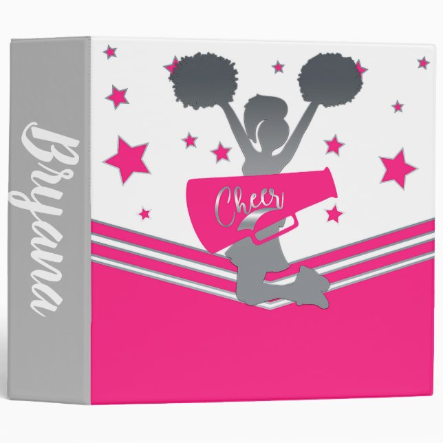 Classeur Étoiles Hot Rose & Silver Cheer Filles Cheer (Devant/Côté)