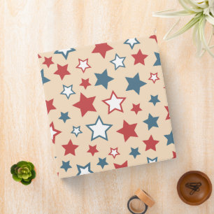 Classeur Étoiles rouges et bleues, 4 juillet, fond beige