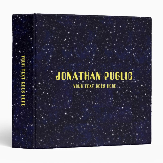 Classeur Étoiles spatiales Universe Modèle noir personnalis (Devant/Côté)
